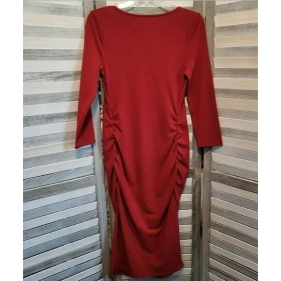 Isabel Maternity by Ingrid & Isabel Women’s Red 3/4 Sleeve Stretch T-Shirt Dress - Picture 5 of 9